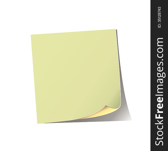 A sheet of yellow paper notebook with space for writingon a white background. A sheet of yellow paper notebook with space for writingon a white background
