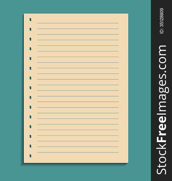A sheet of white paper notebook with space for writing. A sheet of white paper notebook with space for writing