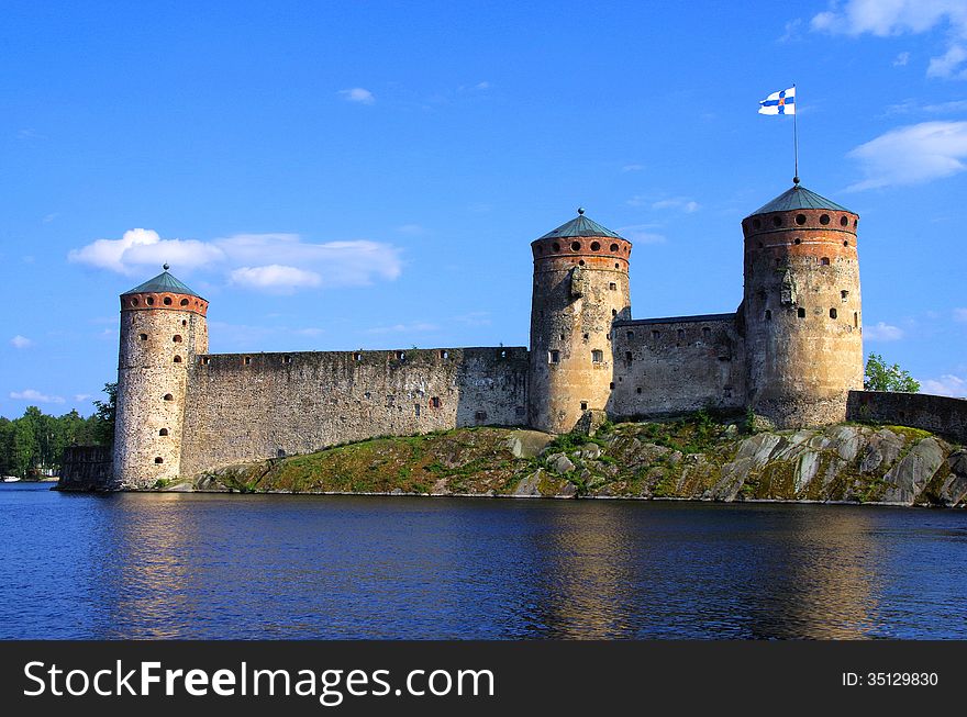 Olavinlinna fortress in Savonlinna Finland. The castle of international opera festival.