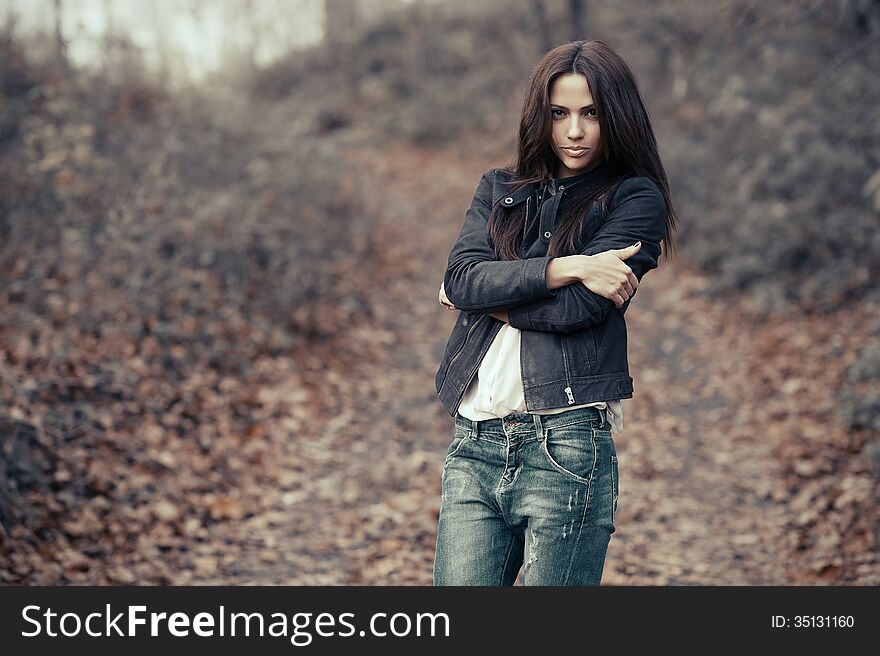 Young beautiful woman portrait - outdoors. Young beautiful woman portrait - outdoors