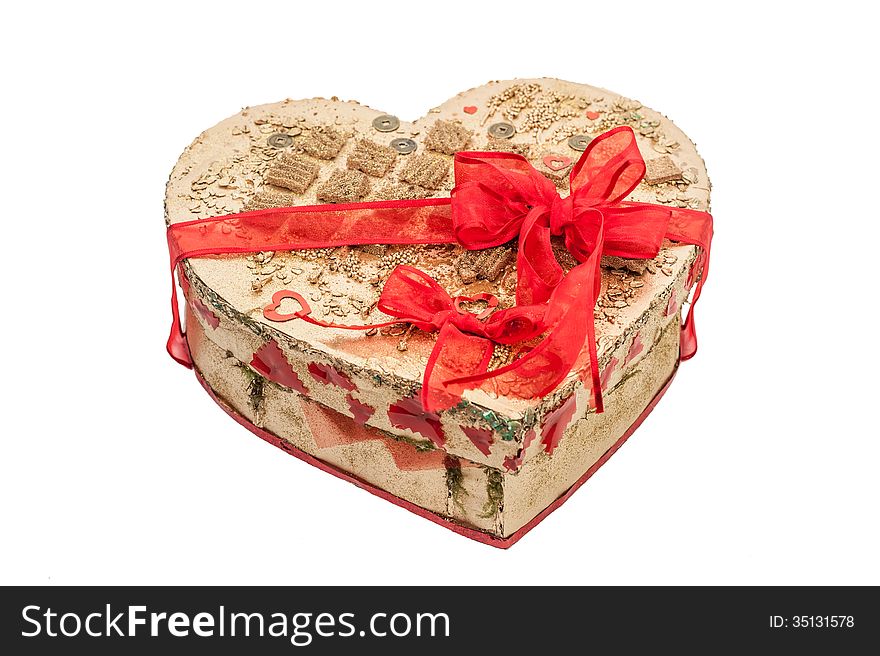 Nice heart-looking box with red tape. Nice heart-looking box with red tape