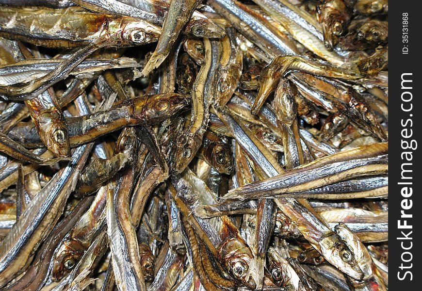 Dried salted fish snack sold in bulk in Asian markets