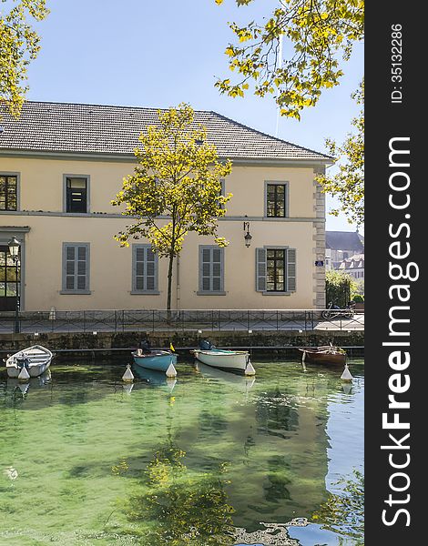 The outflow from the Lake of Annecy in France. The outflow from the Lake of Annecy in France.