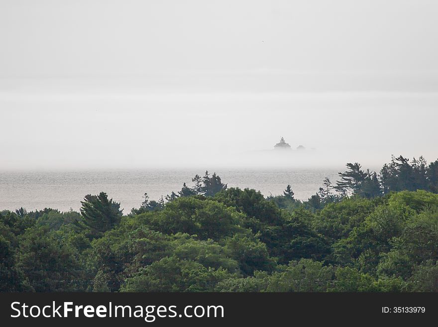 Egg Rock Lighthouse In Fog