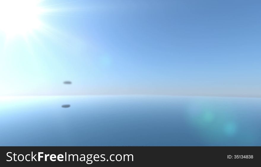 Animated concept background with water surface and skipping stone