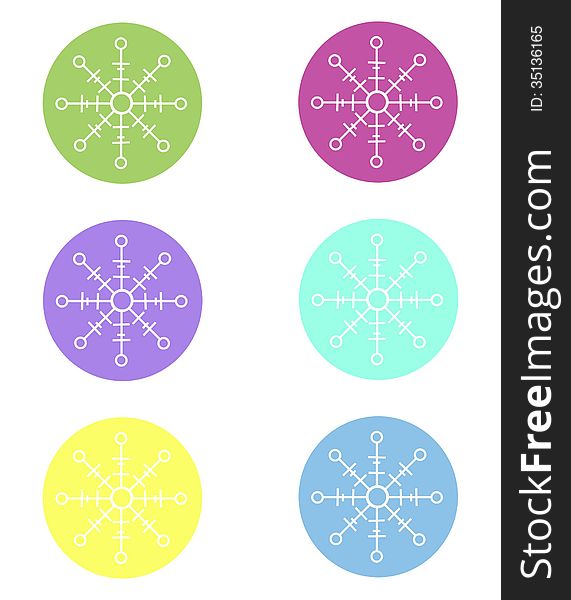 Snowflake circle sticker cutouts for card making, scrapbooking and paper crafting.