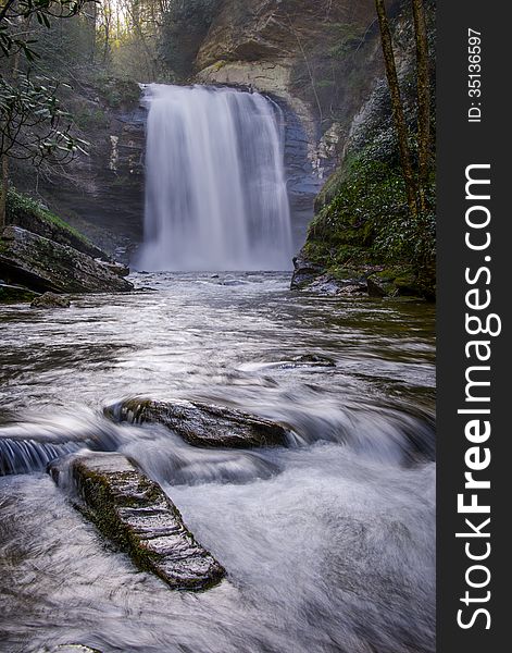 High water at looking glass falls near Brevard, North Carolina.