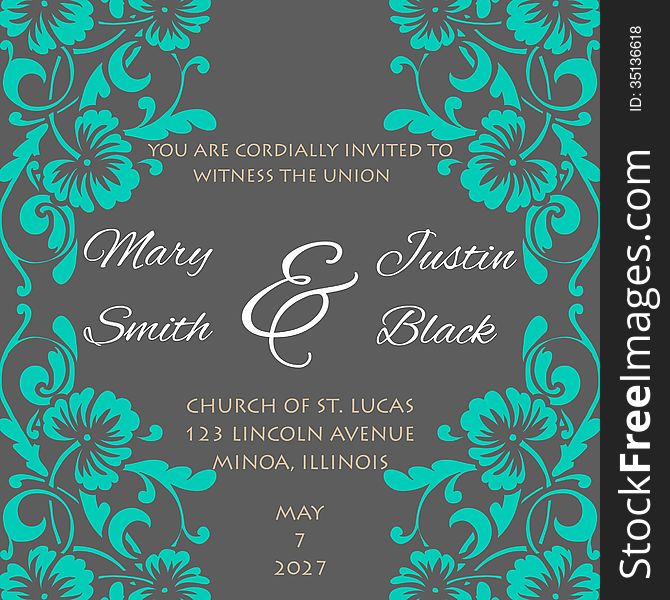 Wedding card or invitation with abstract floral background