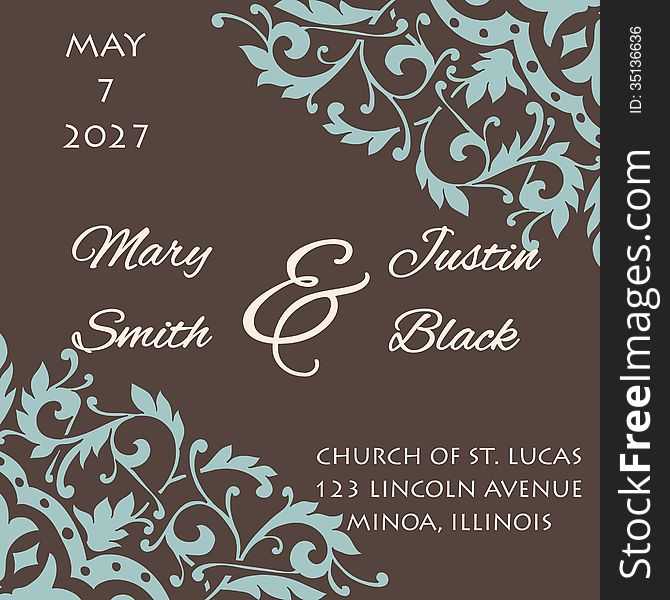 Wedding card or invitation with abstract floral background