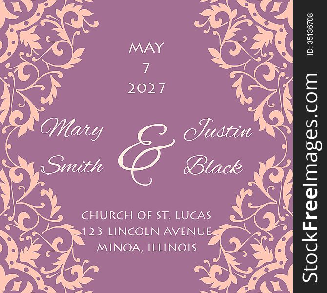 Wedding card or invitation with abstract floral background