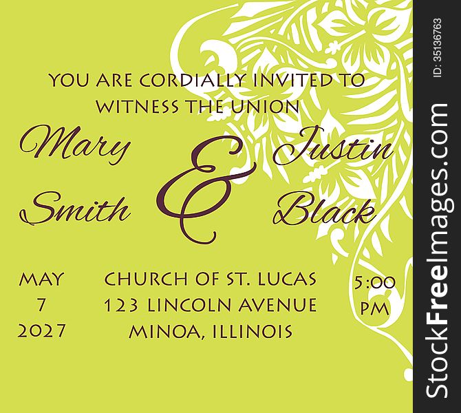 Wedding card or invitation with abstract floral background