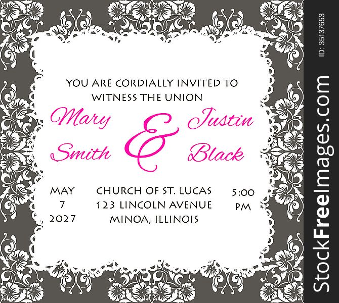 Wedding card or invitation with abstract floral background