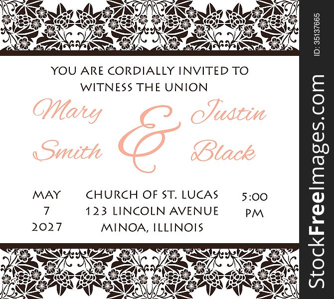 Wedding card or invitation with abstract floral background