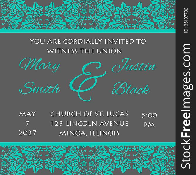 Wedding card or invitation with abstract floral background