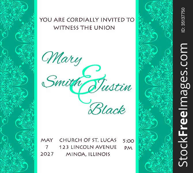 Wedding card or invitation with abstract floral background