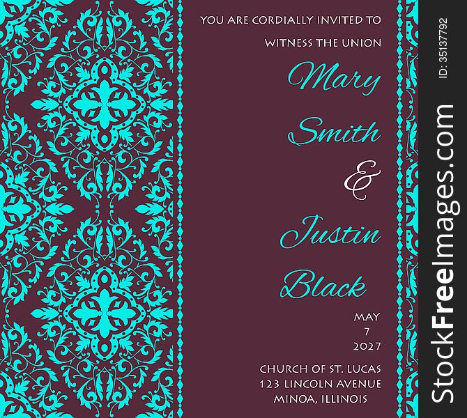 Wedding card or invitation with abstract floral background