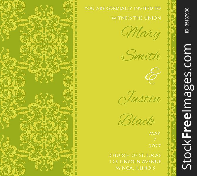 Wedding card or invitation with abstract floral background