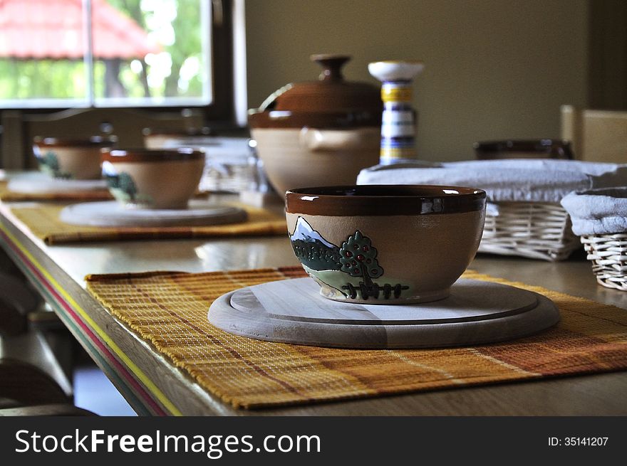 Trendys kitchen with wooden furniture in country style