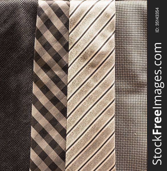 Four Silver Ties with Different Patterns. Four Silver Ties with Different Patterns