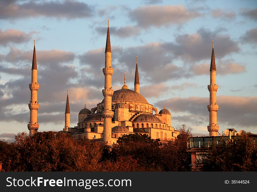 Famous landmark Blue Mosque in istanbul, cloudscape. Famous landmark Blue Mosque in istanbul, cloudscape