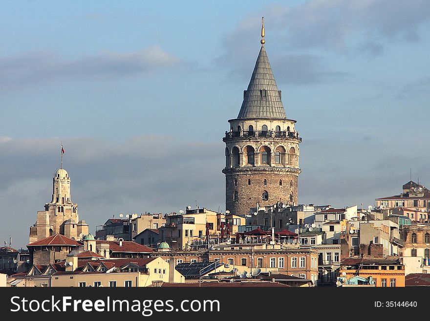 Istanbul Turkey sightseeing Galata tower. Istanbul Turkey sightseeing Galata tower