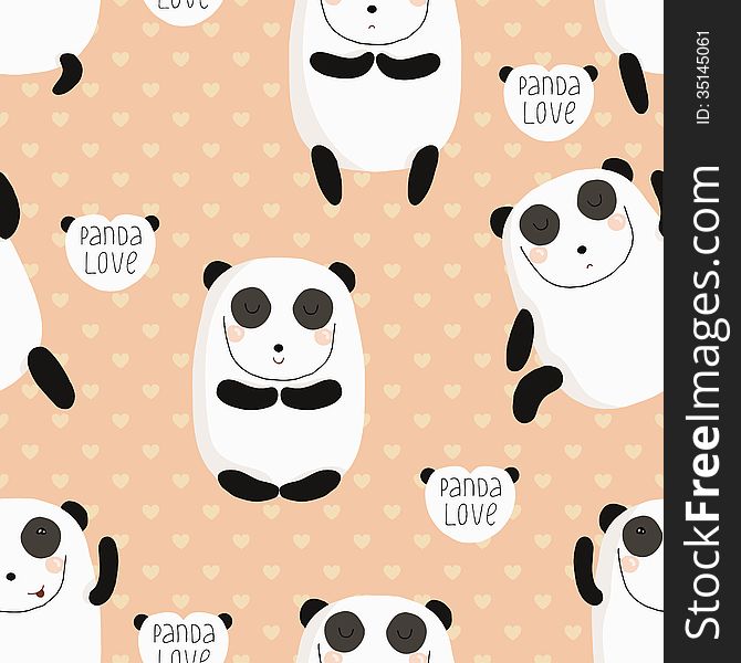 Cartoon Pattern With Cute Panda Guru. - Free Stock Images & Photos -  35145061 