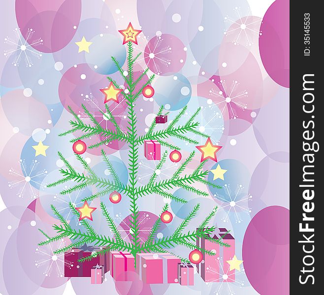 Vector graphic image with christmas tree on circled background. Vector graphic image with christmas tree on circled background