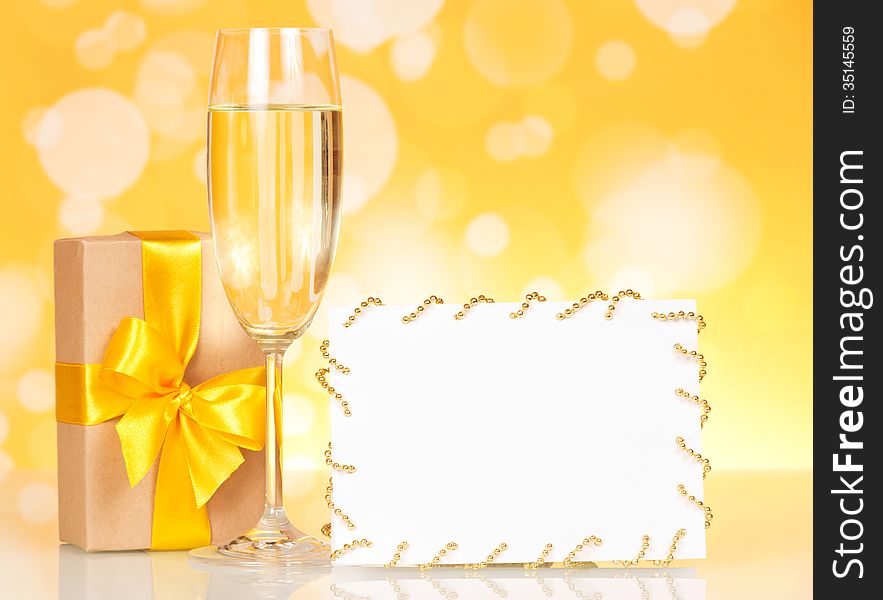 Champagne Glass, Gift And Empty Card