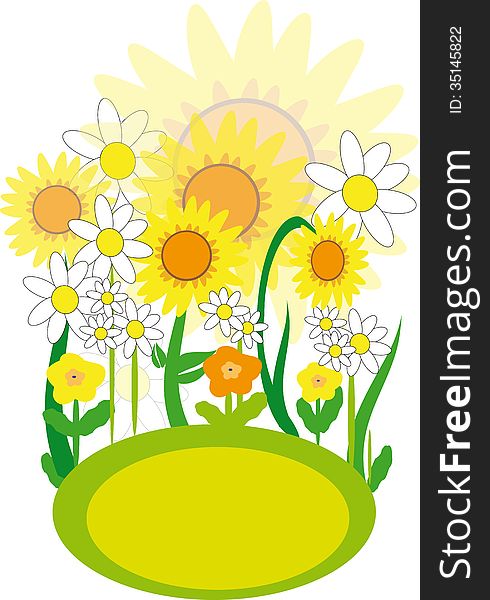 Vector image with colorful summer yellow and white flowers. Vector image with colorful summer yellow and white flowers