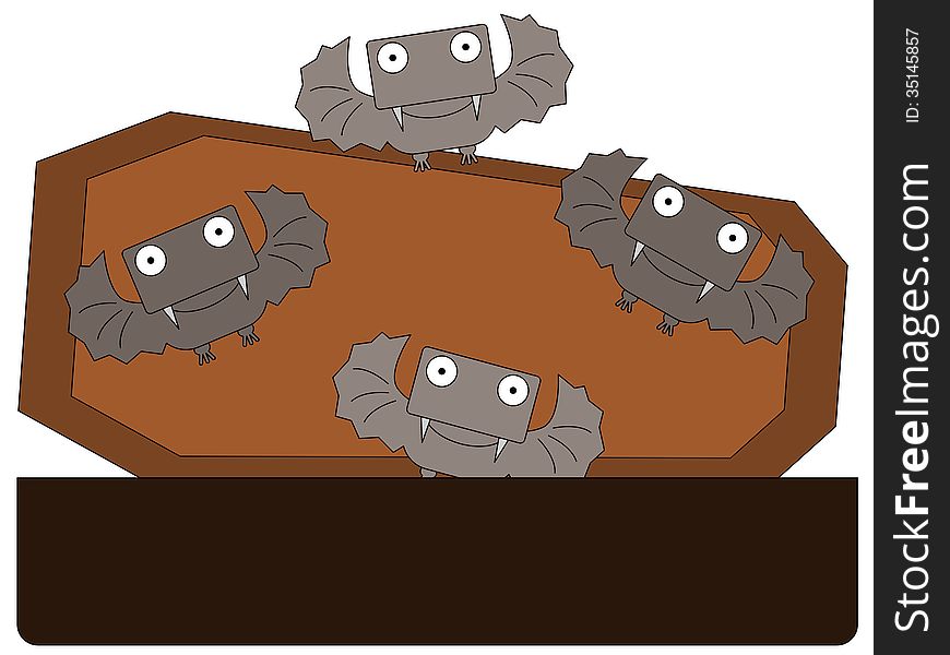 Illustration of bats coming out from a coffin. Illustration of bats coming out from a coffin