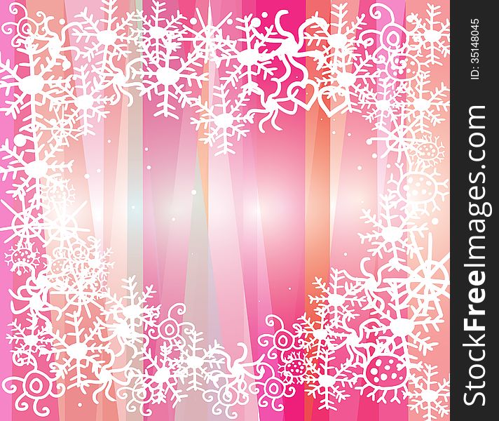 White snowflakes on pink background