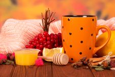 Honey, Guelder-rose, Lemon And Cup Of Tea Stock Images Honey, Guelder-rose, Lemon And Cup Of Tea Stock Images