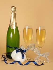 Bottle And Wine Glasses With Champagne Stock Images Bottle And Wine Glasses With Champagne Stock Images