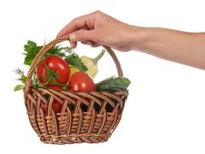 Hand Holds Basket With The Vegetables Royalty Free Stock Photo Hand Holds Basket With The Vegetables Royalty Free Stock Photo