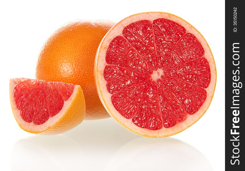 Grapefruit in a section isolated on the white