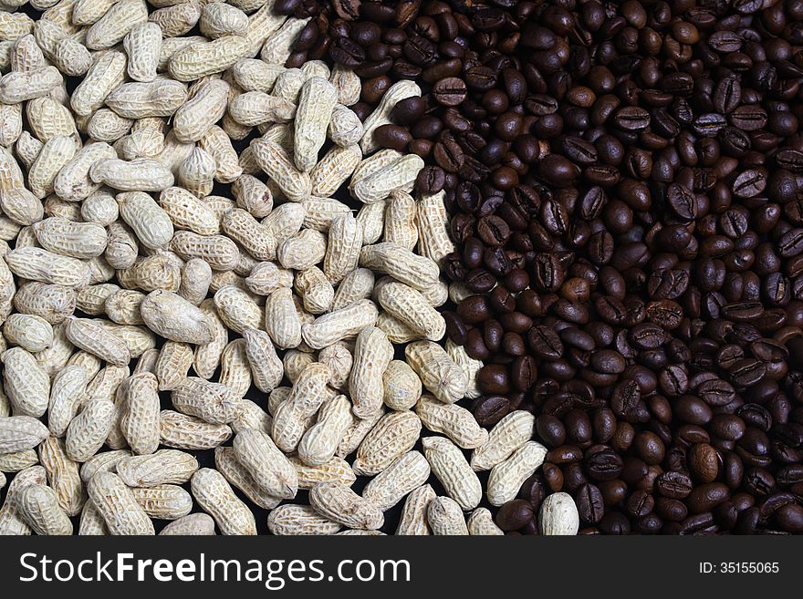 For background and design element, Peanuts and Coffee Beans