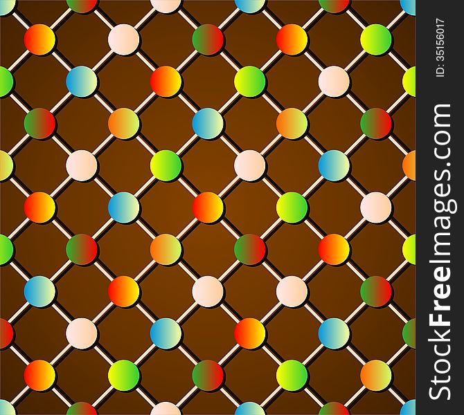 Background with colored balls and diagonal lines