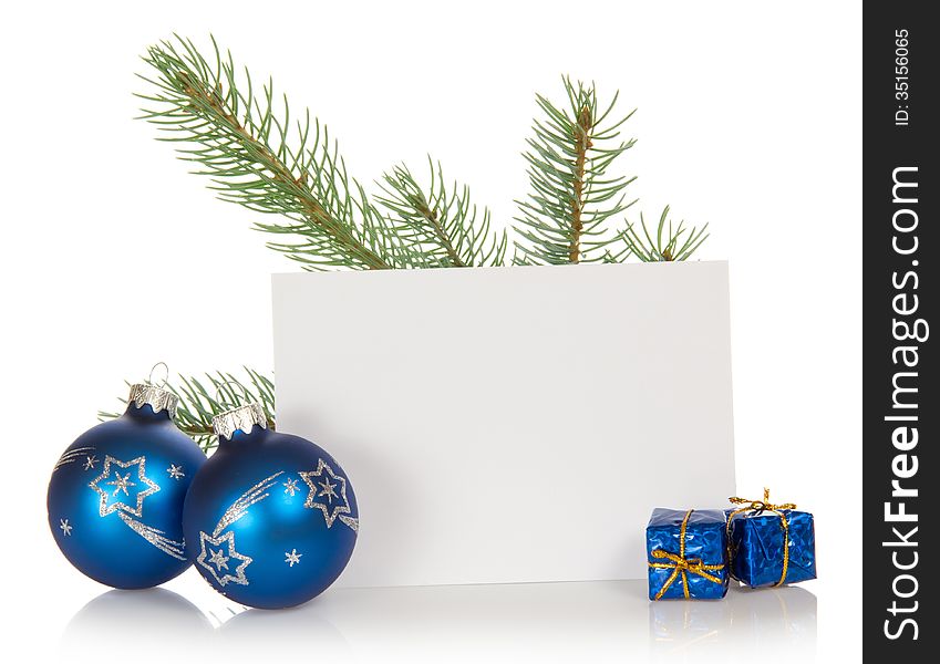 The fir-tree branch, two Christmas toys, small