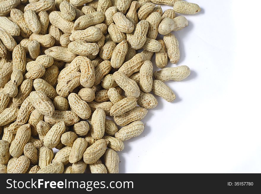 Spill Peanuts on White background