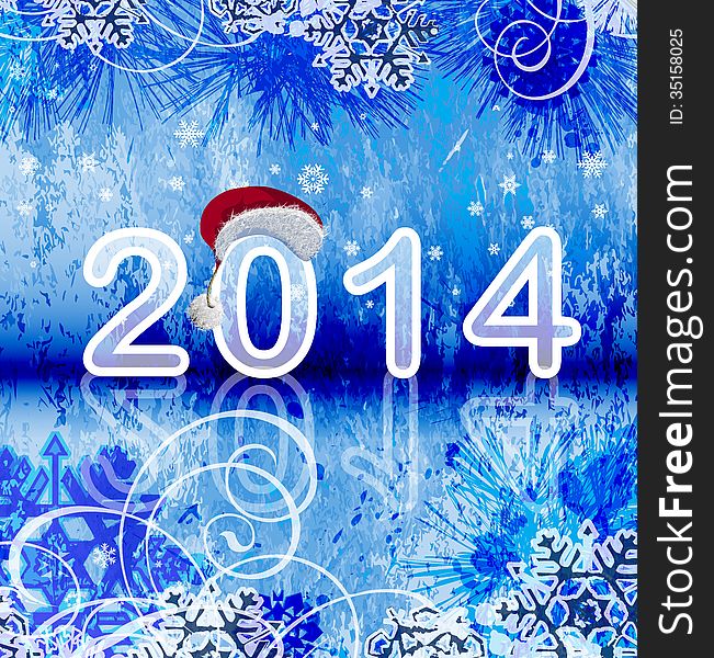 2014 - New year background. Raster version of illustration