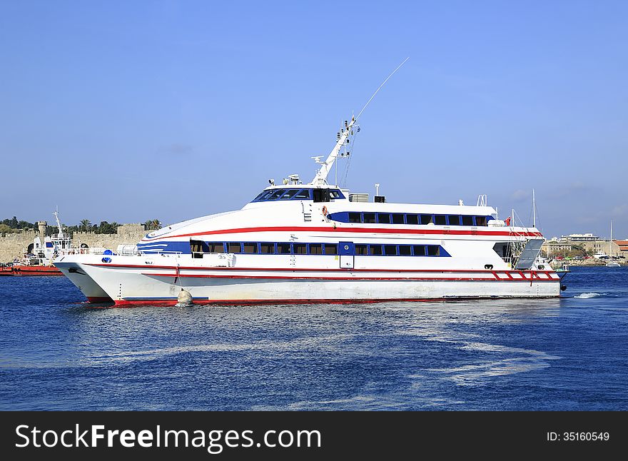 Bonded at the port, passenger catamaran