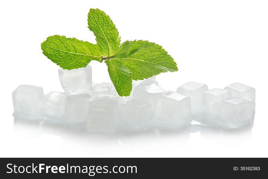 Ice for cocktail and the spearmint leaves
