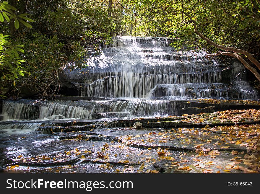 Falls on grogan creek during high water in the autumn near Brevard North Carolina. Falls on grogan creek during high water in the autumn near Brevard North Carolina.