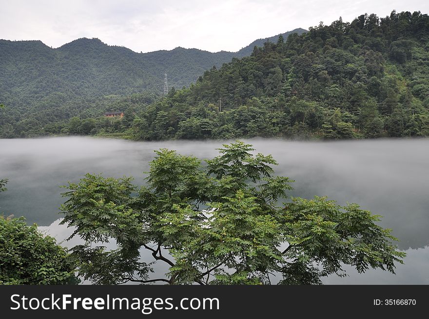 The reservoir,Zixinn city,Hunan province. The reservoir,Zixinn city,Hunan province