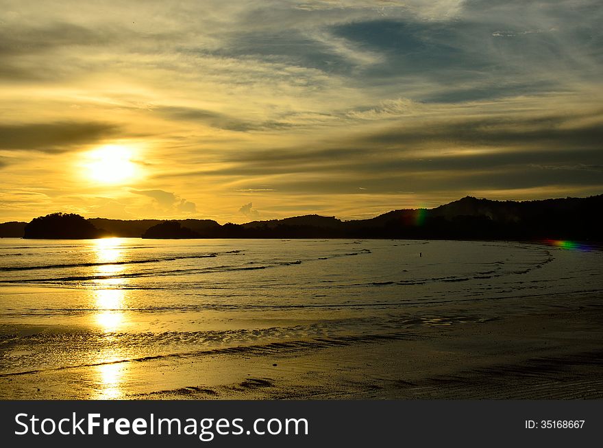 A sunset scene in Krabi, Thailand.