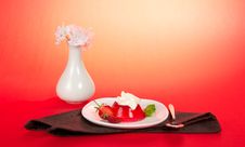 Plate With Jelly And Whipped Cream Royalty Free Stock Image Plate With Jelly And Whipped Cream Royalty Free Stock Image