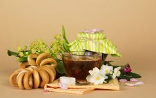 Cup Of Tea, Bagels, Sugar, Linden Jasmine Stock Image Cup Of Tea, Bagels, Sugar, Linden Jasmine Stock Image