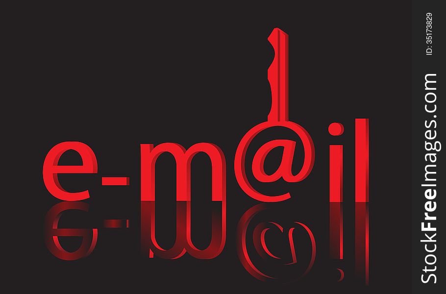 Sign of the mail. Red sign mail on a black background