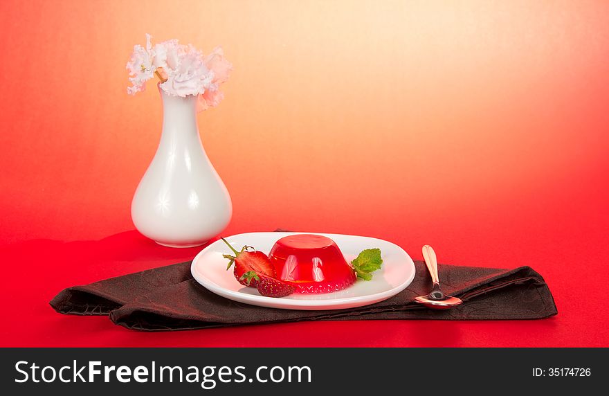 Plate Jelly, Spoon, Vase With The Flowers