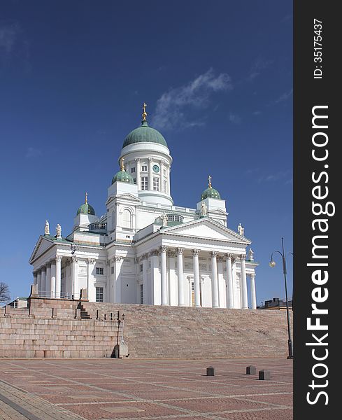 Evangelical Lutheran Cathedral (Suurkirkkoin Finnish) in Helsinki, Finland, a popular meeting spot for inhabitants and tourists alike. Evangelical Lutheran Cathedral (Suurkirkkoin Finnish) in Helsinki, Finland, a popular meeting spot for inhabitants and tourists alike.